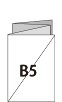 B5サイズ4つ折タイプのパンフレットのサンプル画像