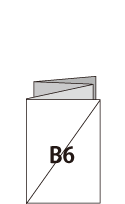 B6サイズ4つ折タイプのパンフレットのサンプル画像